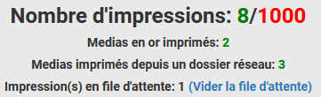 Panel animateur de PicturWall, page gestion des impressions, compteur