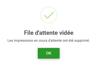 Panel animateur de PicturWall, page gestion des impressions, vider la file d'attente d'impressions, confirmation