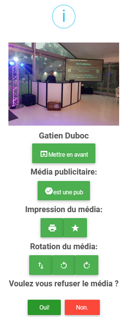 Panel animateur de PicturWall, page gestion des médias, modification d'un média.