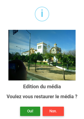 Panel animateur de PicturWall, page gestion des médias refusés. Restaurer un média3