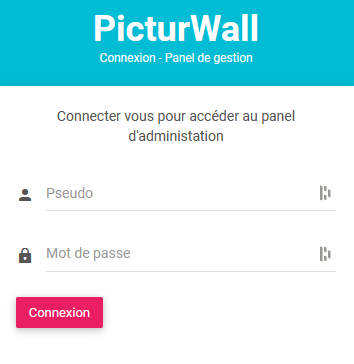 Connexion au panel animateur de PicturWall.