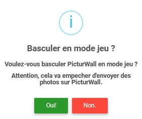 Panel animateur de PicturWall, bascule en mode mini-jeux