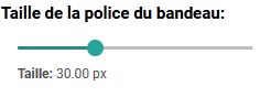 Panel animateur de PicturWall, page paramètres, section bandeau, taille de la police du bandeau défilant.