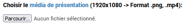 Paramètre: mode de présentation, choix de l'image.