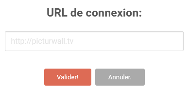 Panel animateur de PicturWall, page paramètres, section projecteur, connexion au panel invité via QR-Code, paramétrage du réseau wifi