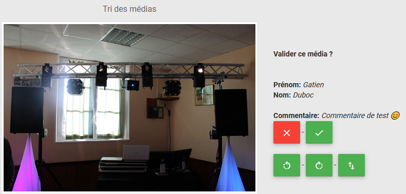 Panel animateur, tri des médias, accepter.